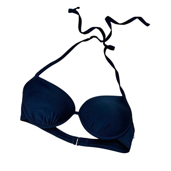 XHILARATION Size Medium Push Up Black Strappy Bikini Swimsuit Top - Picture 1 of 6